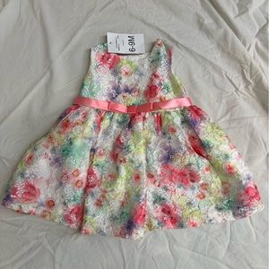 TWO PIECE SET Iris & Ivy Coral Jacket and Multicolor Floral Dress